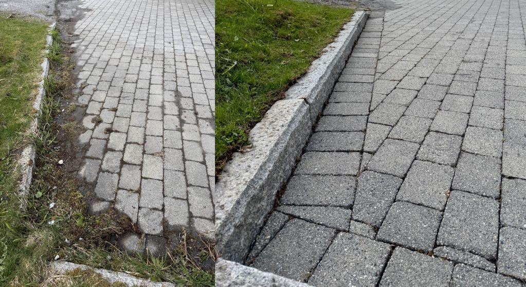 Vask og behandling av belegningsstein og mur